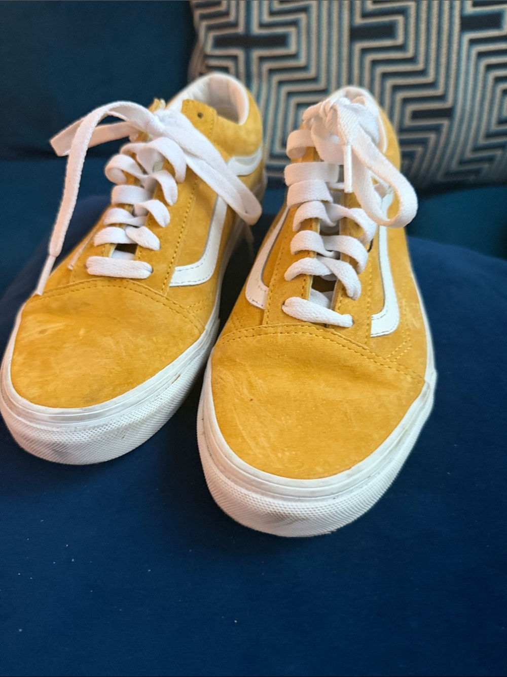 Vans Women’s Yellow Suede Old Skool Sneakers with White Stripe